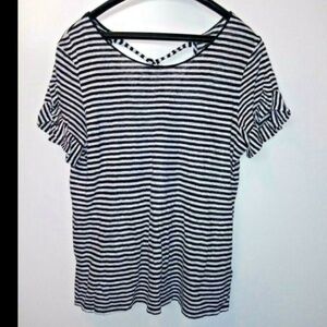 Vineyard Vines 100% Linen Knit top striped ruffled